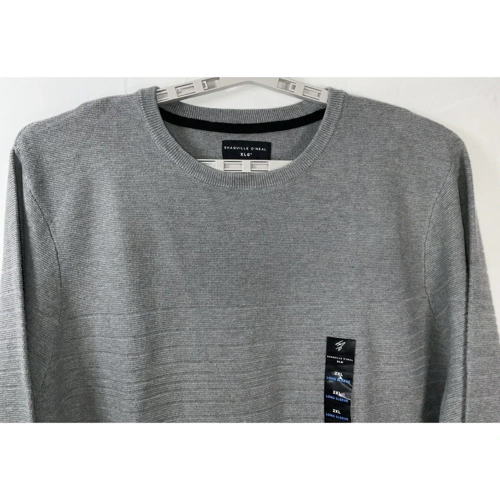 NWT Men's Shaquille O'Neal Big‎ & Tall Crew Neck Sweater Grey Heather 2XL